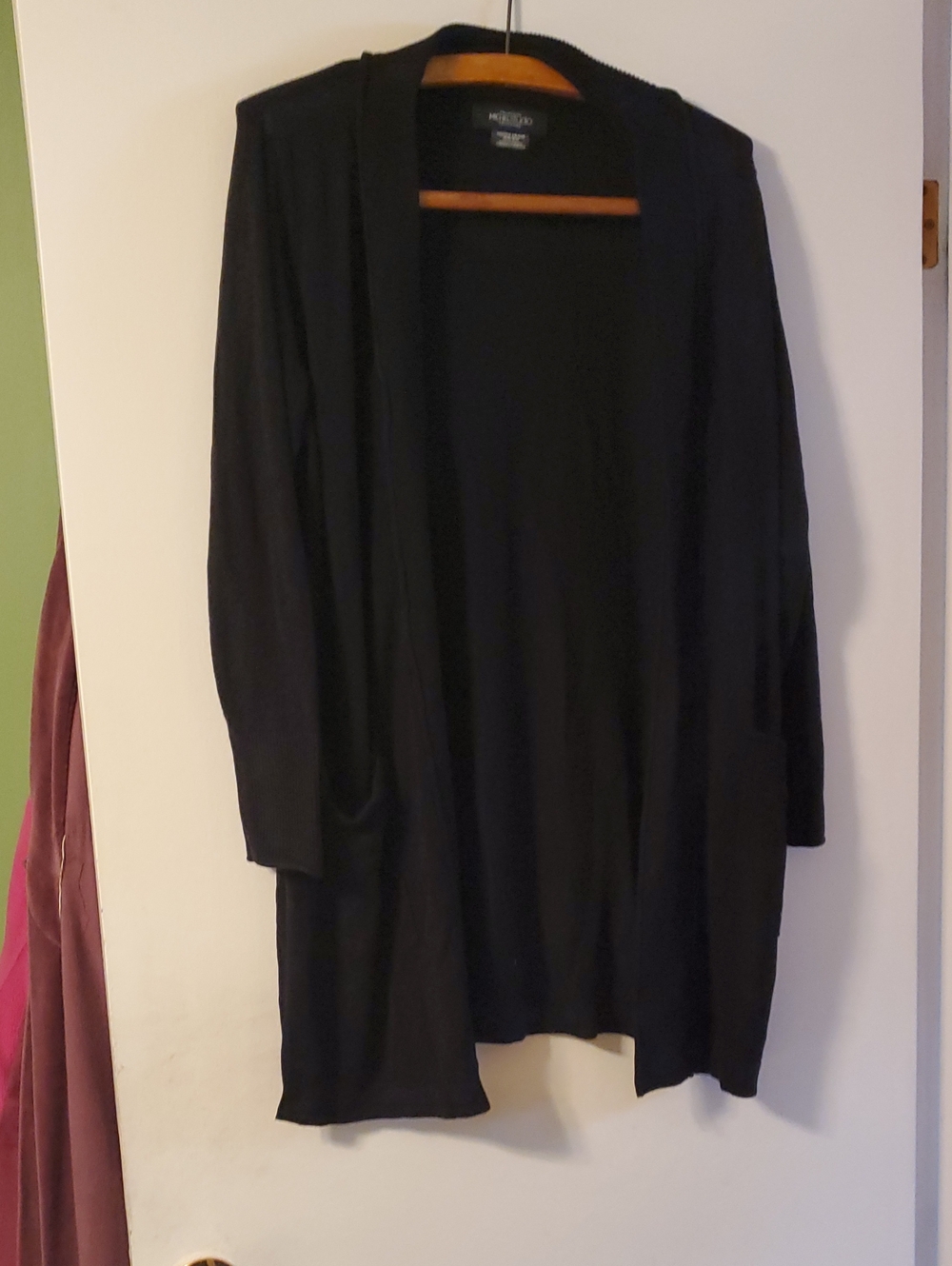 Michel Studio Size 1x Black Open Front Cardigan